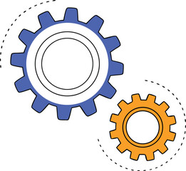 Colorful gear mechanisms illustration on white background perfect for technology concepts