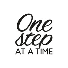 vector phrase written in expressive brush calligraphy "One step at a time"