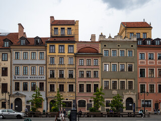 Obraz premium Poland, Warsaw, historic city center. Rebuilt houses after the terrible World War.