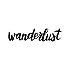 vector phrase written in expressive brush calligraphy "Wanderlust"