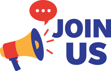 join us megaphone message flat vector illustration