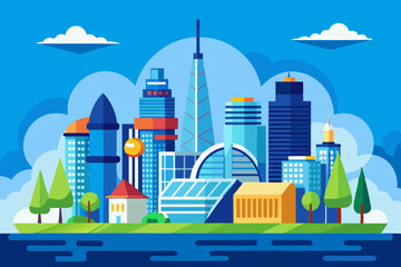 Obraz premium City and blue sky vector