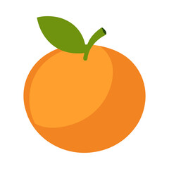 Freshly picked orange fruit illustration featuring a vibrant color palette and a minimalist style with a leaf.