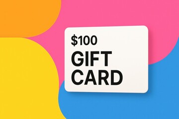 Gift Card Worth $100 Displayed Against a Vibrant Colorful Background Suitable for Promotional Purposes