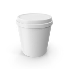 White Plastic Food Container with Lid Isolated on Transparent Background