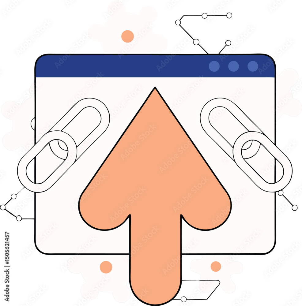 Poster conceptual website link and arrow illustration with transparent background