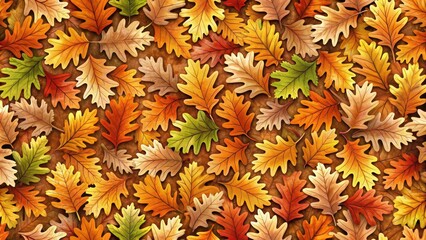 Oak Fall Leaves Seamless Pattern , fall patterns, forest floor leaves,  fall patterns, forest floor leaves
