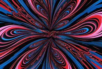 Abstract swirling liquid forms in red and blue, creating a dynamic visual contrast.generative ai