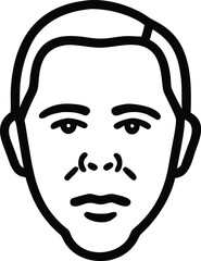 Digital black silhouette portrait of a man with focused expression for design
