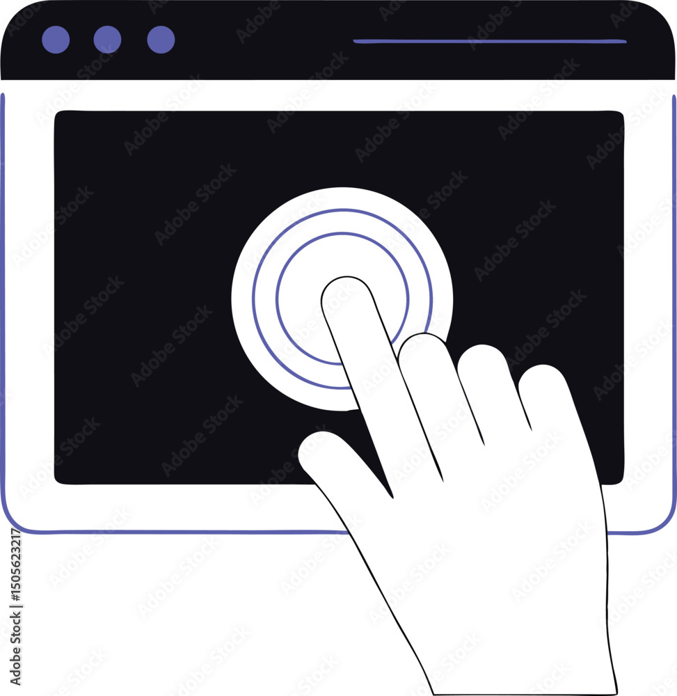 Poster digital hand touching screen interface with gesture vector illustration design