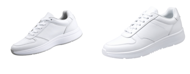 Floating White Sneaker with Clean Silhouette and Soft Shadow, isolated on transparent background PNG