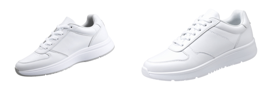 Floating White Sneaker with Clean Silhouette and Soft Shadow, isolated on transparent background PNG