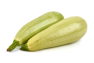 Fresh Light Green Zucchini Isolated on White Background.