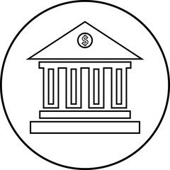 Bank building with dollar symbol icon. Modern bank building representing financial institution icon isolated on transparent background. Concept of investment planning and financial transaction.
