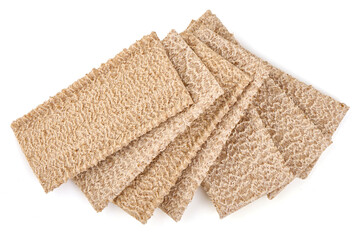 Crispy Whole Grain Crispbread Isolated on White Background.