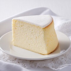 A slice of cheesecake dessert on a plate.