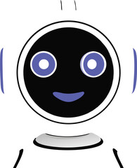 Friendly robot face design with blue eyes and mouth illustrative icon