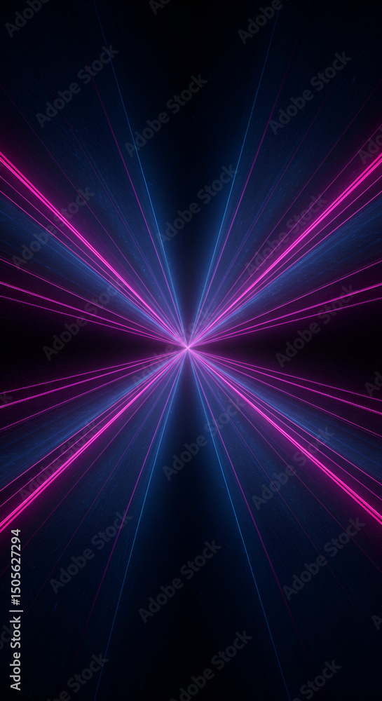 Aufkleber abstract neon light lines in a dark space. dynamic rays radiating from the center. a striking visual