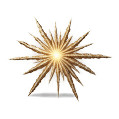 Fototapeta premium Stone starburst golden mineral on transparent background transparent background isolated png stock