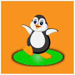 Cute Colour Penguin Cartoon Vector Set 3