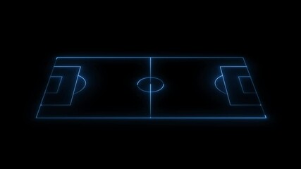 Animation of neon 3d sports stadium on black background with neon lights match football isometric field video animation. Soccer 3d field stadium or football lawn with artificial turf panoramic.
- Powered by Adobe