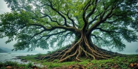 Fototapeta premium Amazon River Ancient Tree with Powerful Roots
