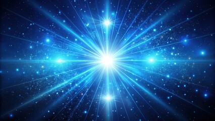 Glowing blue light star burst in the night sky, with vibrant stars and sparks , space, light,  space, light, sky, galaxy
