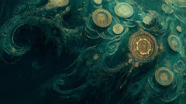 Clock surrounded by various coins symbolizing time management and financial awareness in economy - Powered by Adobe