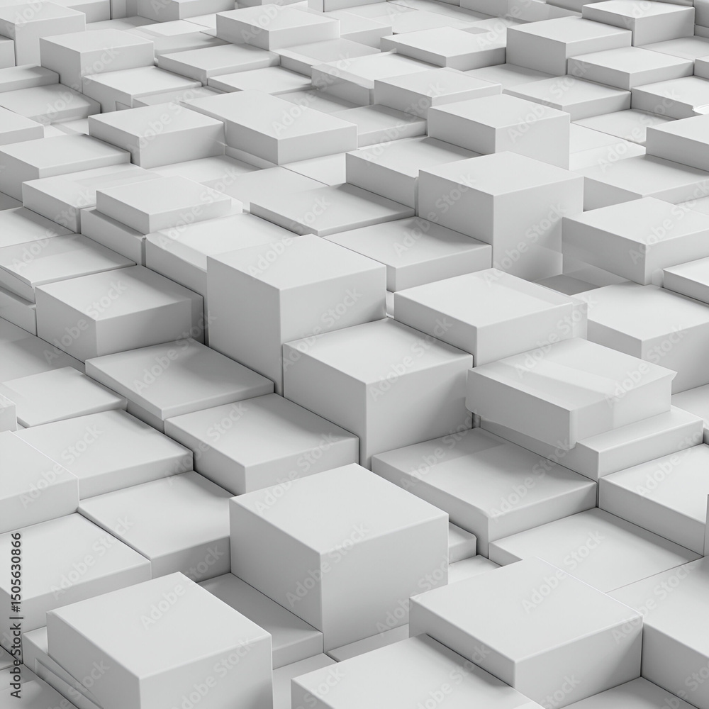 Aufkleber abstract geometric design of overlapping white cubes. abstract geometric pattern of stacked white cu