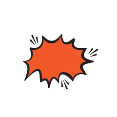 Orange Comic Style Speech Bubble with Curved Edges – Pop Art Explosion Element Vector