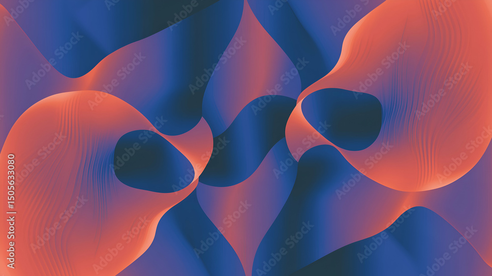 Poster abstract background with orange and blue cluster shapes and gradients with otherworldly effect