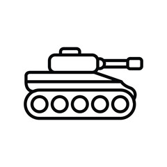 Line art icon of a military tank. Simple and minimalist design.