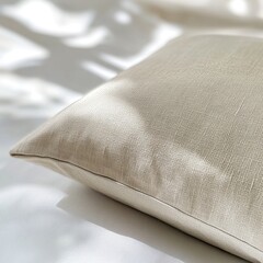 Soft Textured Pillow on Light Background with Natural Shadow Play
