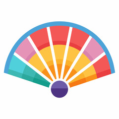 Obraz premium Colorful stylized folding fan with vibrant colors on a white background