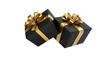 Title: Flying Black Gift Boxes Isolated on White Background  3D Render