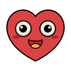Fototapeta premium Cute Red Heart Character with Wide Eyes and a Big Smile Emotion
