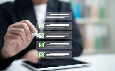 Digital Checklist with Green Checkmarks on Tablet