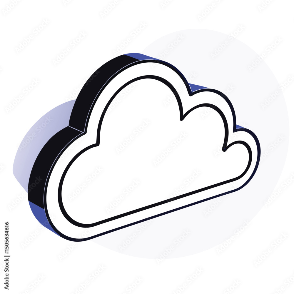 Poster isometric cloud icon on a white background with transparency suitable for design projects