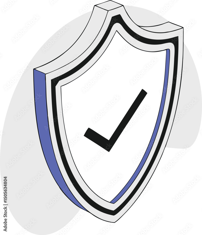 Aufkleber isometric shield icon with checkmark representing security and protection in design