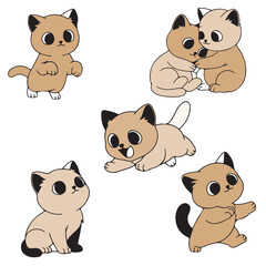 Adorable Cartoon Cat Kitten Set