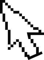 Minimal black pixel art icon depicting a computer mouse for digital design