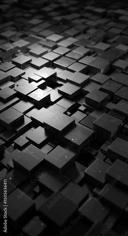 Aufkleber abstract geometric pattern of dark gray cubic shapes. interlocking squares in a complex, three-dimen