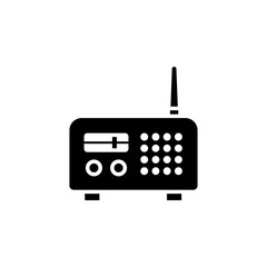 Fm Am Retro Radio, Audio Tuner Silhouette Solid Flat Vector Icon Isolated on White Background.