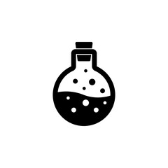 Health Magic Mana Potion, Elixir Bottle Solid Flat Vector Icon Isolated on White Background.