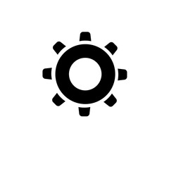 Gear, Setting Cog, Cogwheel or Gearwheel Solid Flat Vector Icon Isolated on White Background.