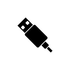 USB Connector for Computer, Charging Cable Solid Flat Vector Icon Isolated on White Background. © Volodymyr