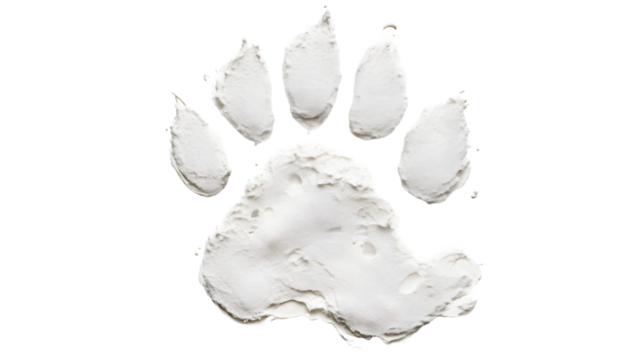 Professional White Paw Print Isolated on Transparent Background Isolated - Stock Photo