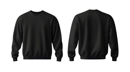 Black Blank Sweatshirt Front and Back View Template for Design Mockups