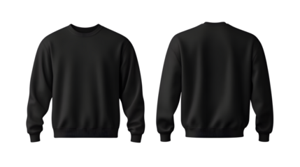 Black Blank Sweatshirt Front and Back View Template for Design Mockups