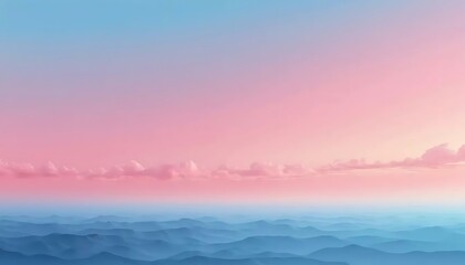 Obraz premium Dreamy pastel landscape with soft rolling hills and a cotton candy sky evoking tranquility.